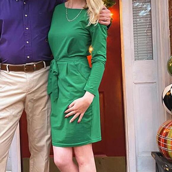 PRETTYGARDEN Long Sleeve Tie Waist Fall Dress w/Pockets Size XL - Picture 2 of 4